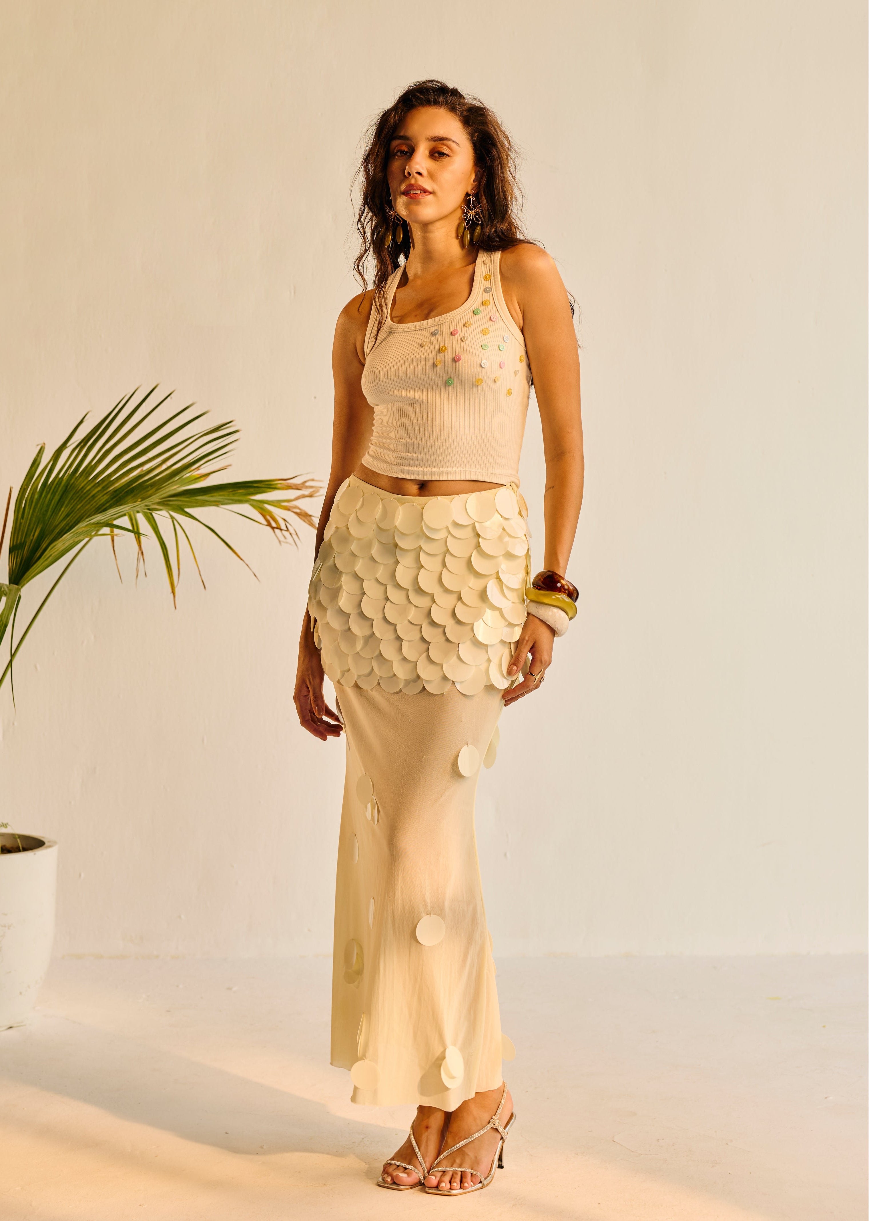 Jellybean Scattered Button Tank Top