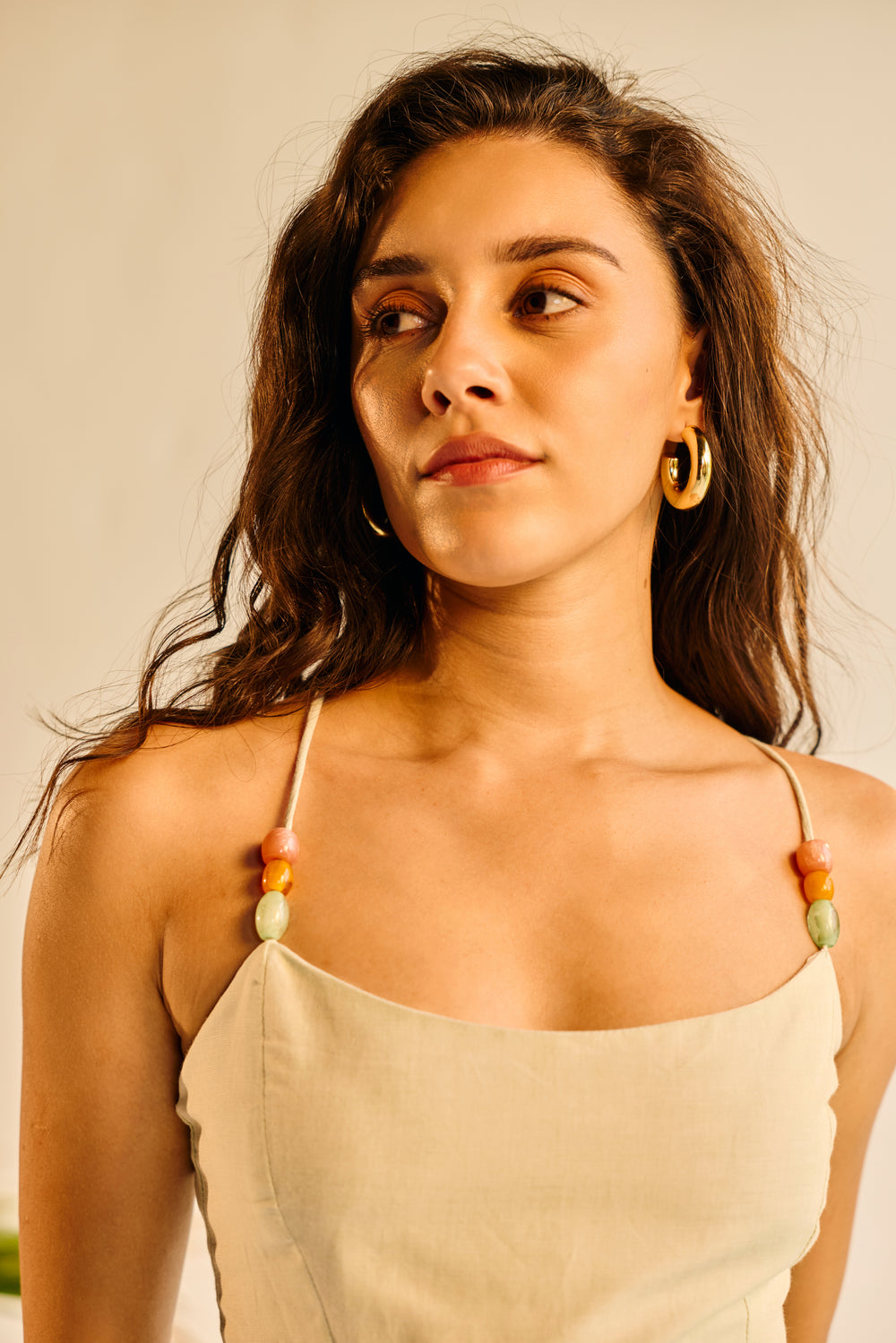 Sabrina Sage Green Linen Embellished Top