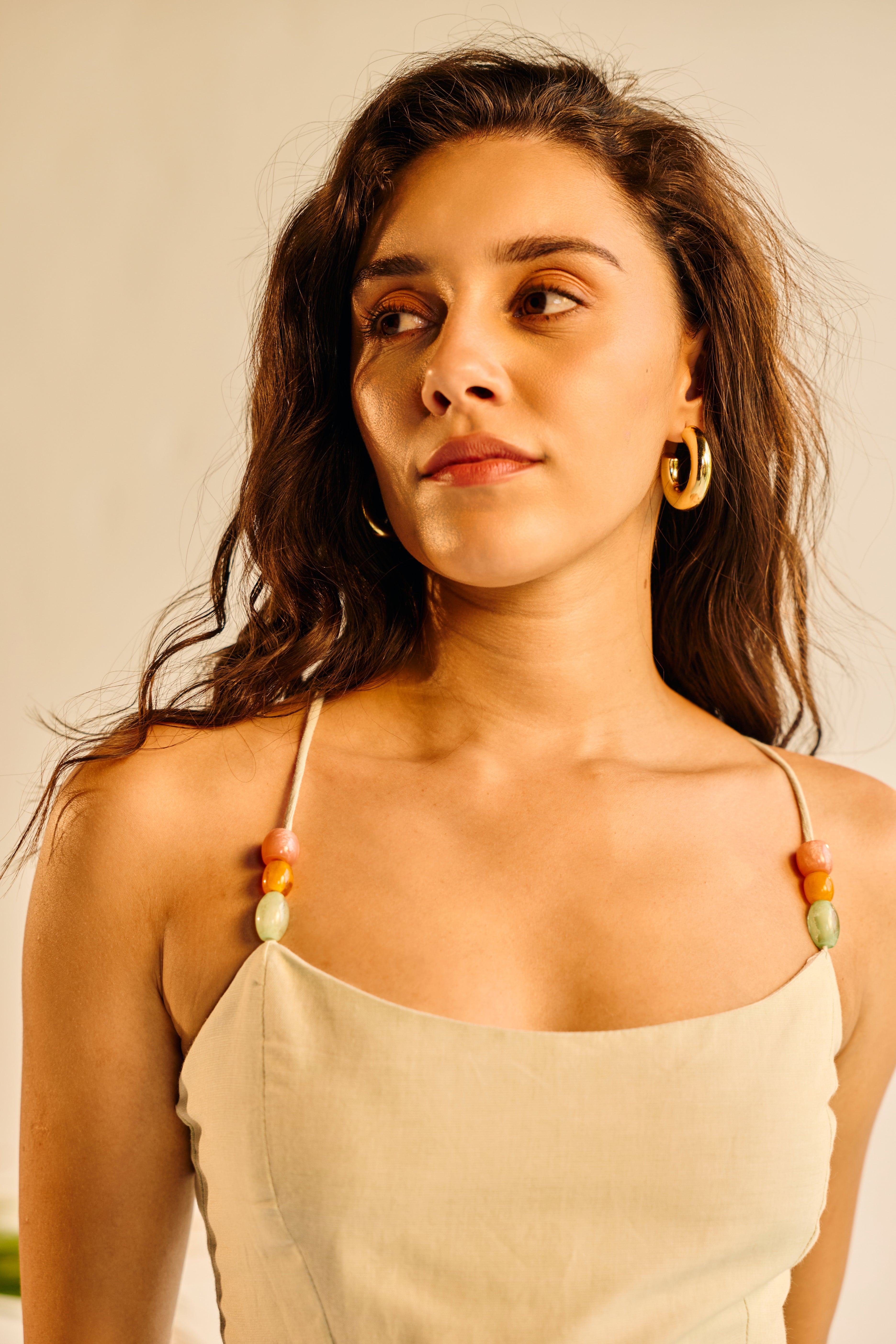 Sabrina Sage Green Linen Embellished Top