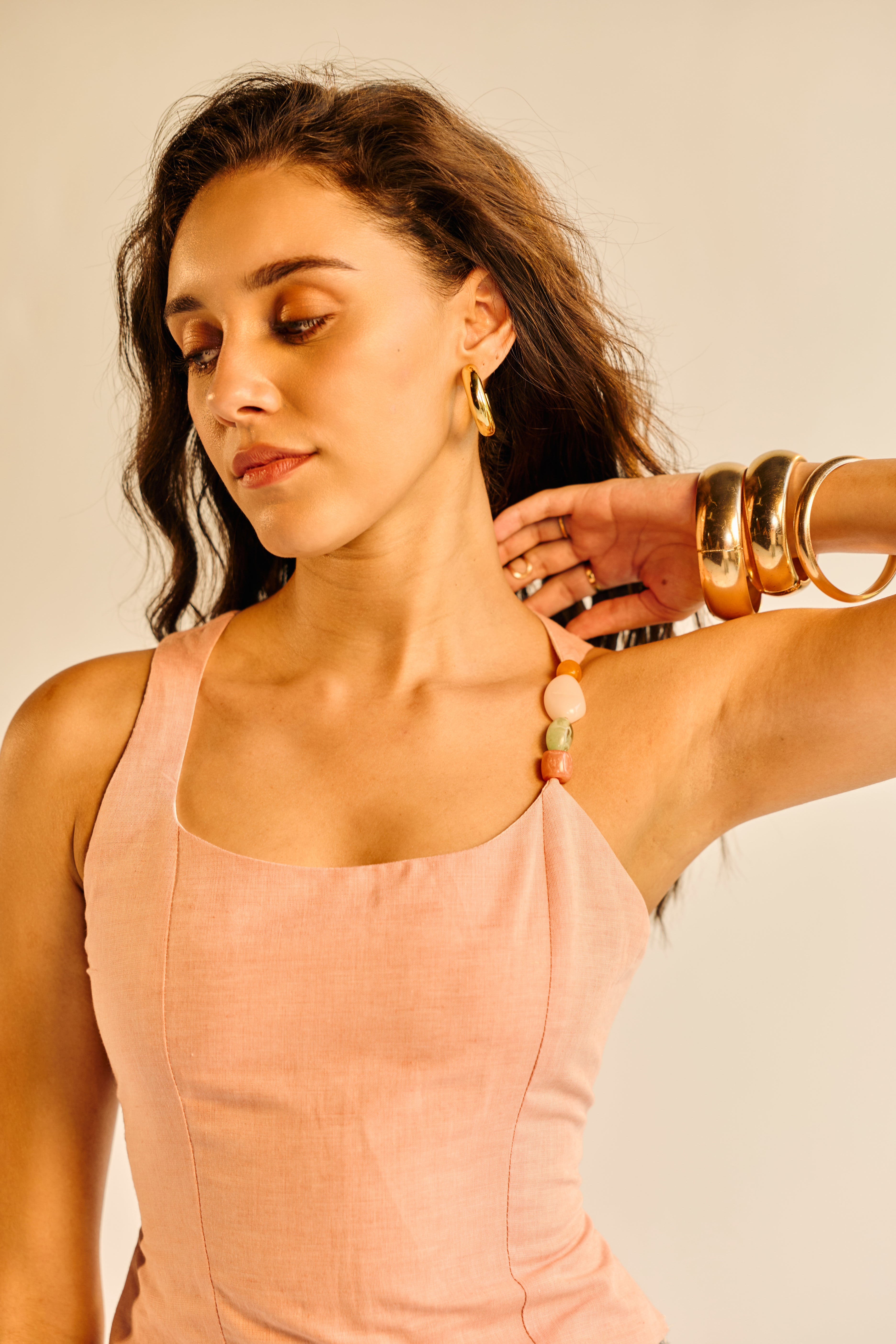 Aamras Pink One Shoulder Embellished Top