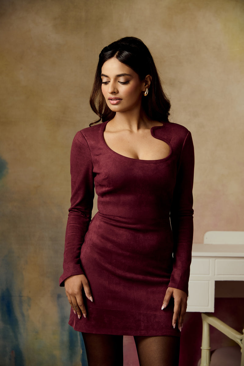 Eclipse Burgundy Suede Mini Dress