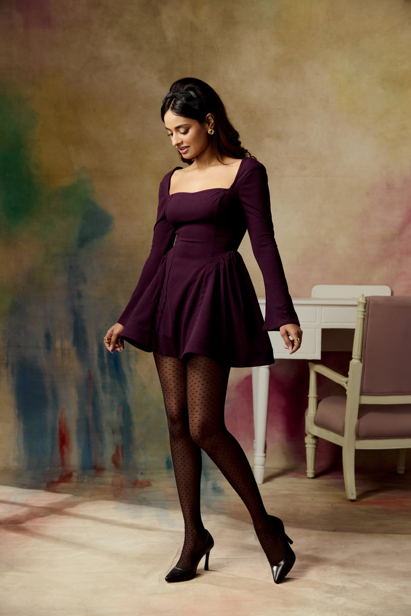 Frost Wine Structured Mini Dress