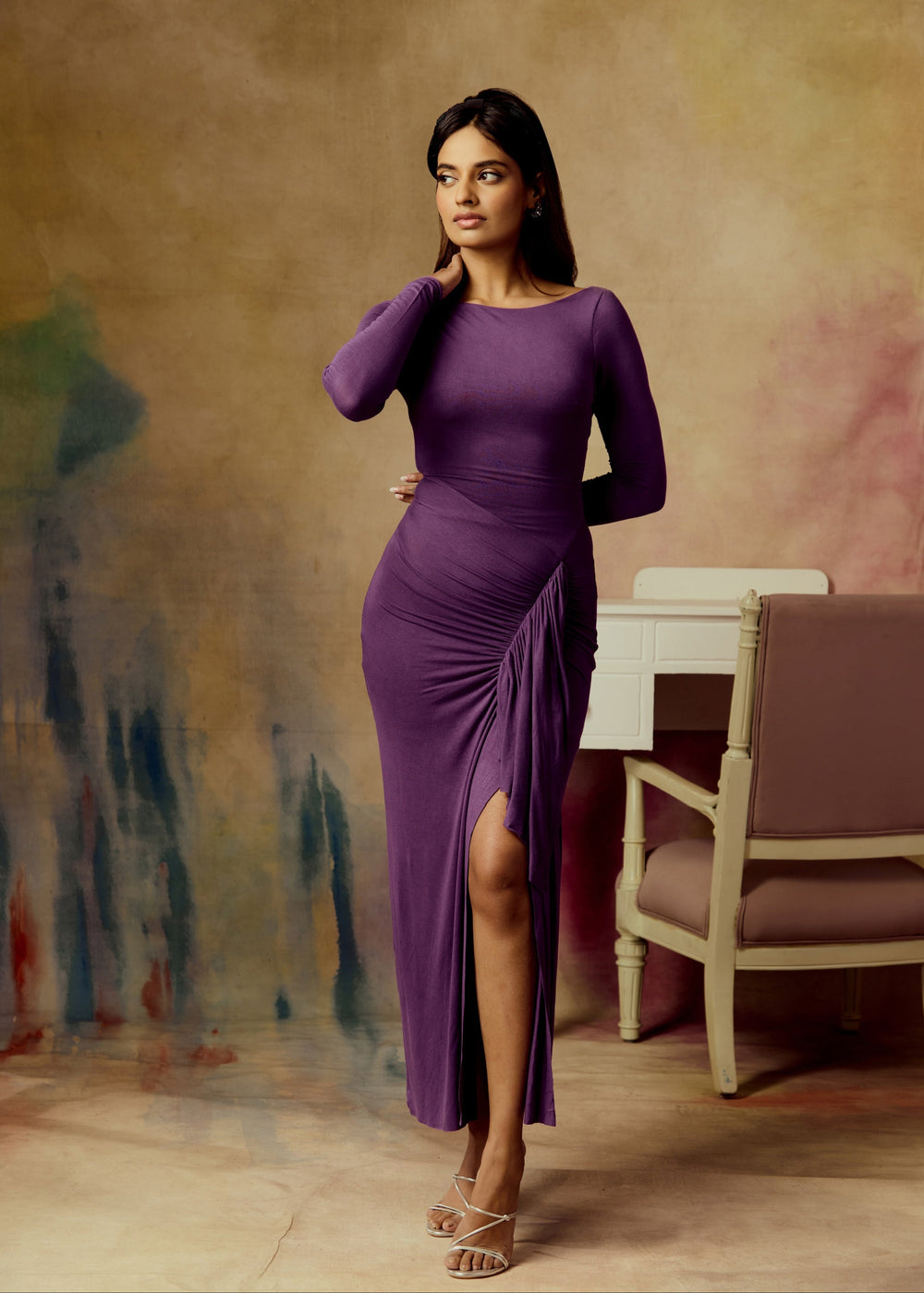 Lyra Purple Bodycon Maxi Dress