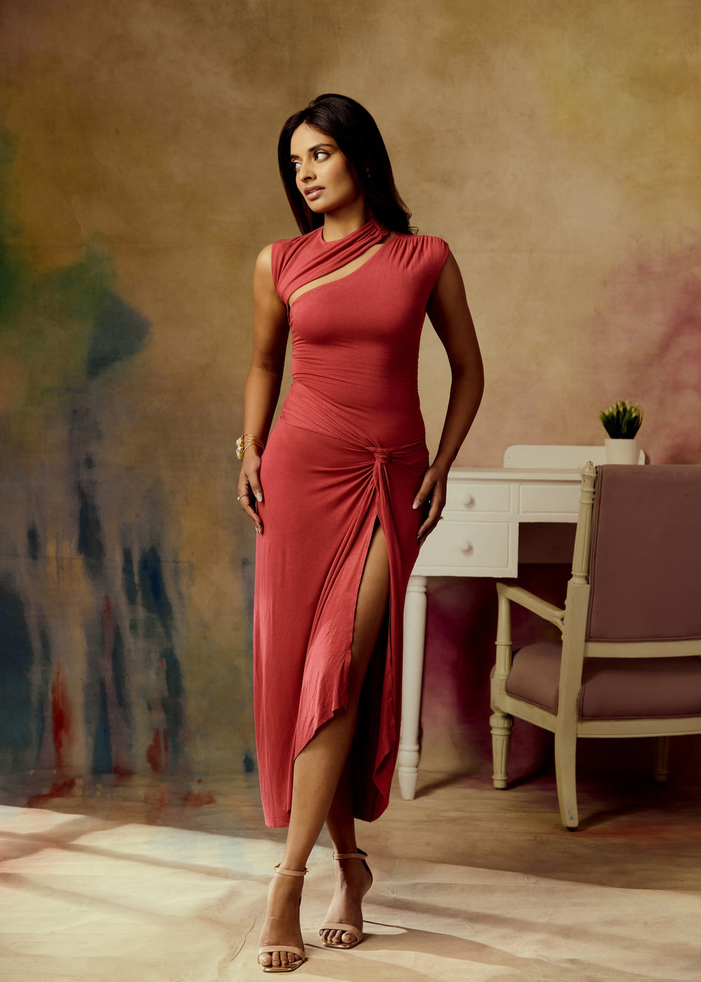 Hermine Red Bodycon Maxi Dress