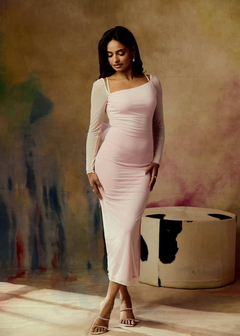 Emily Pink Bow Maxi Bodycon Dress Emily Pink Bow Maxi Bodycon Dress
