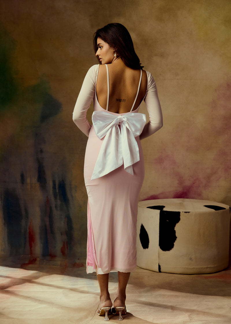 Emily Pink Bow Maxi Bodycon Dress Lea Clothing Co. Emily Pink Bow Maxi Bodycon Dress Lea Clothing Co.
