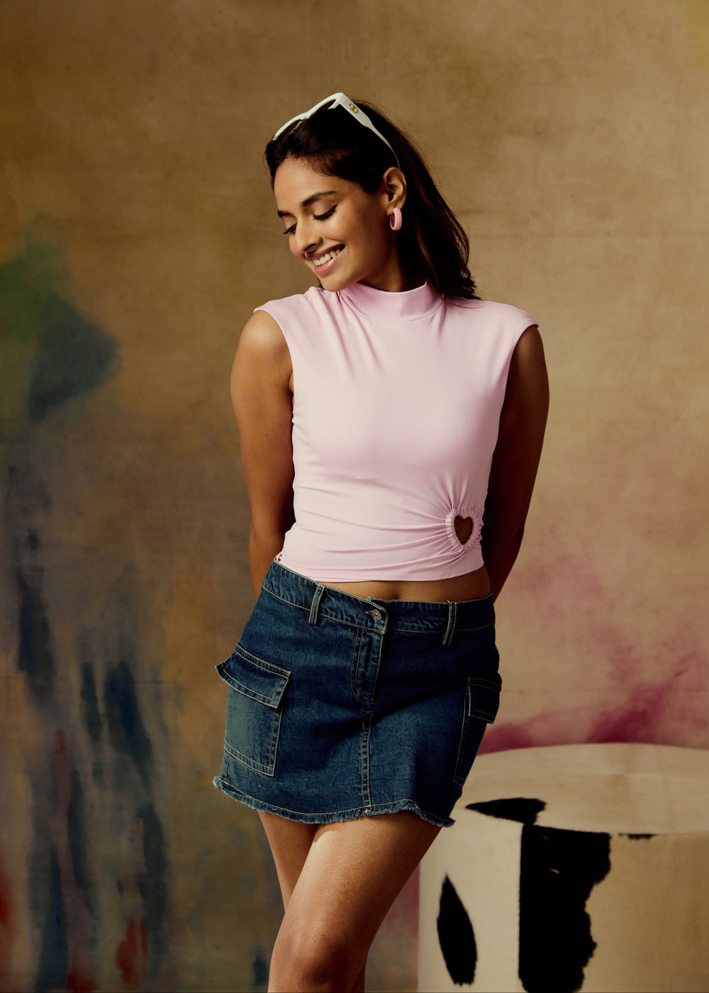 Vega Blue Mini Denim Skort
