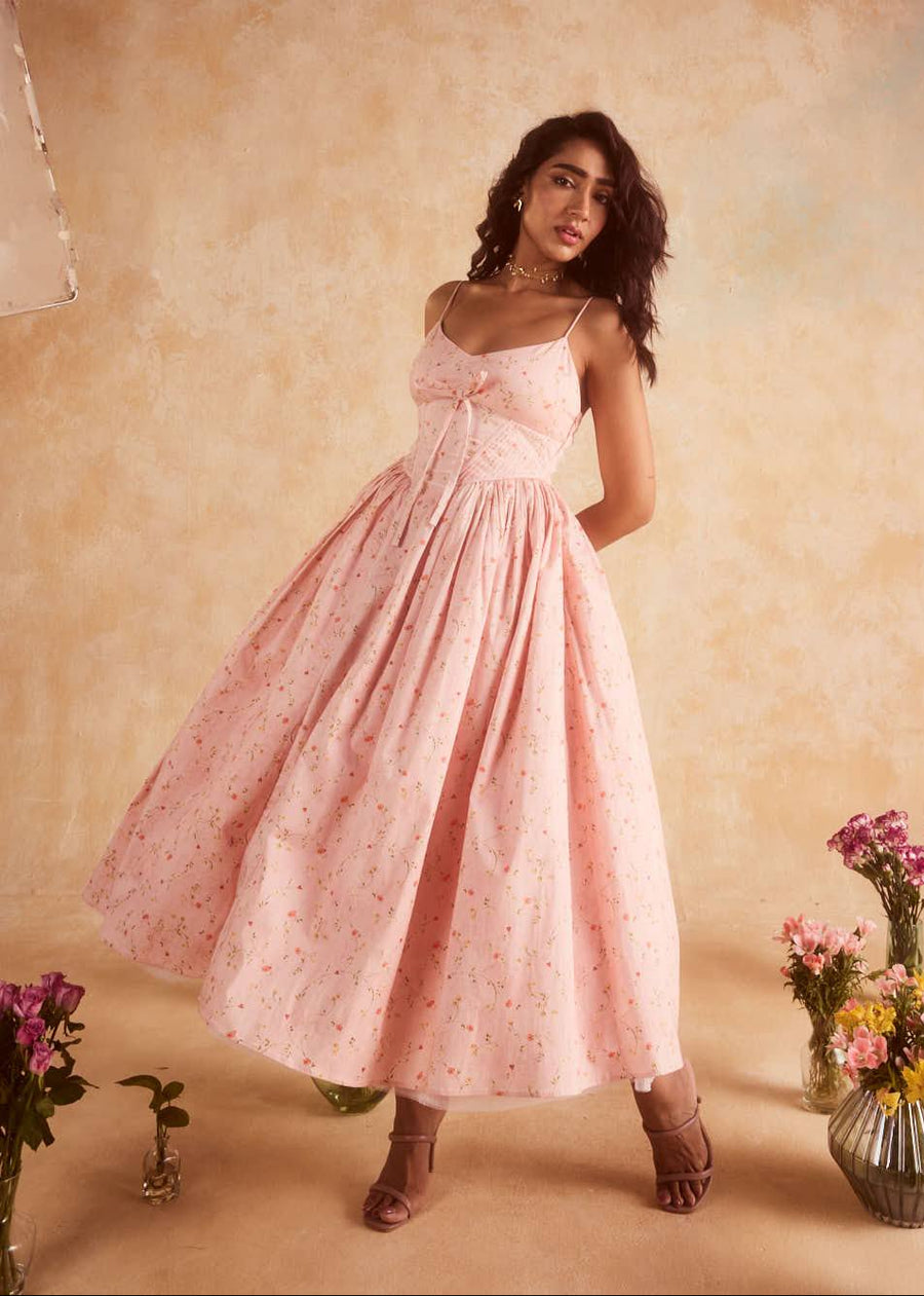 Brynlee Baby Pink Floral Printed Corset Midi Dress Lea Clothing Co. Brynlee Baby Pink Floral Printed Corset Midi Dress Lea Clothing Co.