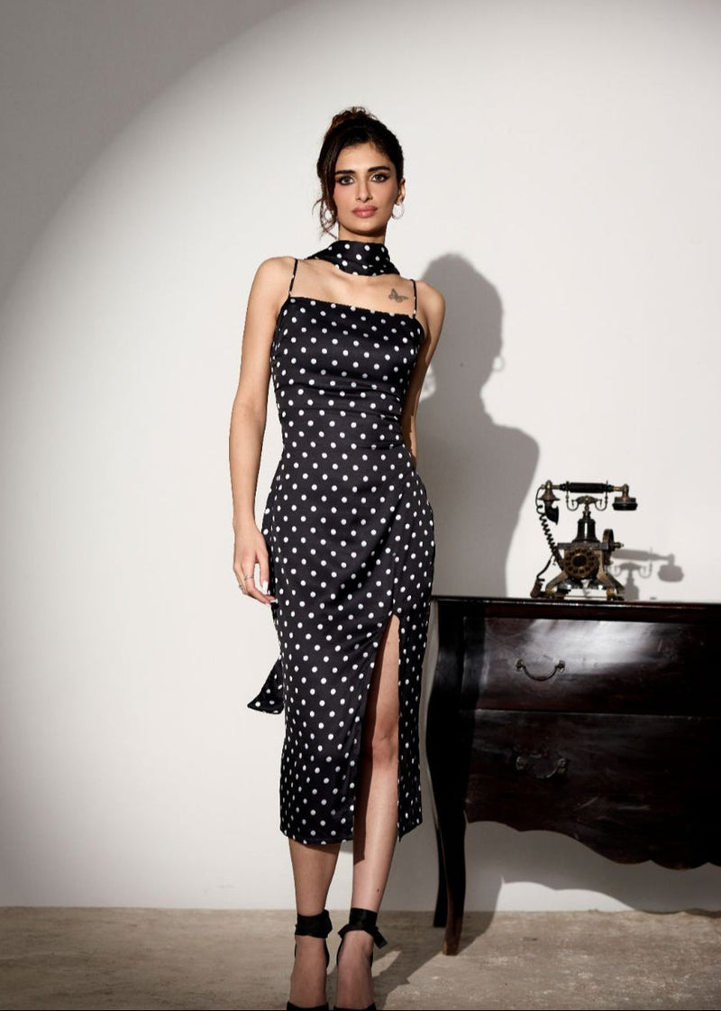 Malyshka Polka Dot Slip Dress with Scarf Lea Clothing Co. Malyshka Polka Dot Slip Dress with Scarf Lea Clothing Co.