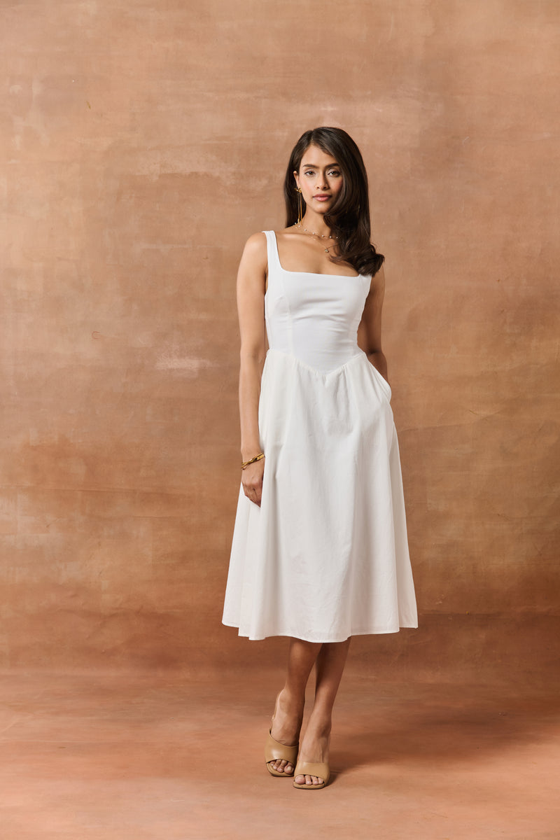 white fit and flare midi dress Bubble Skirt Mini Dress