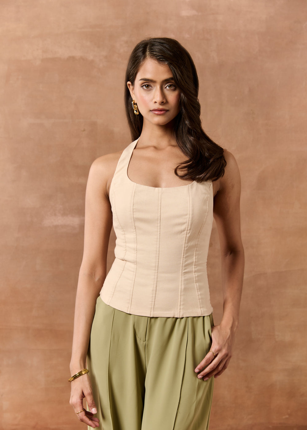 Lorelai Beige Halter Neck Top CL