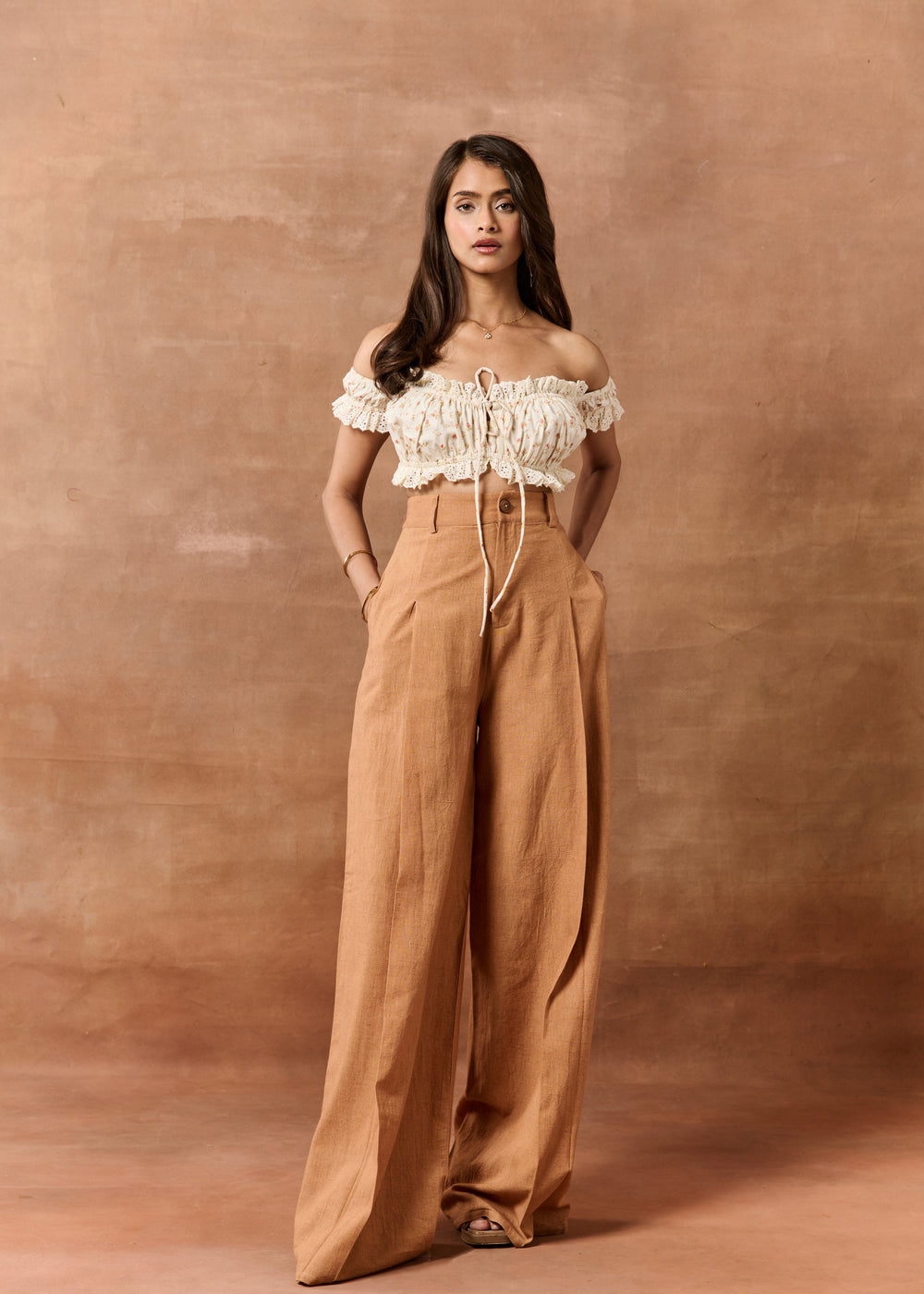 Billie Printed Off-Shoulder Crop Top