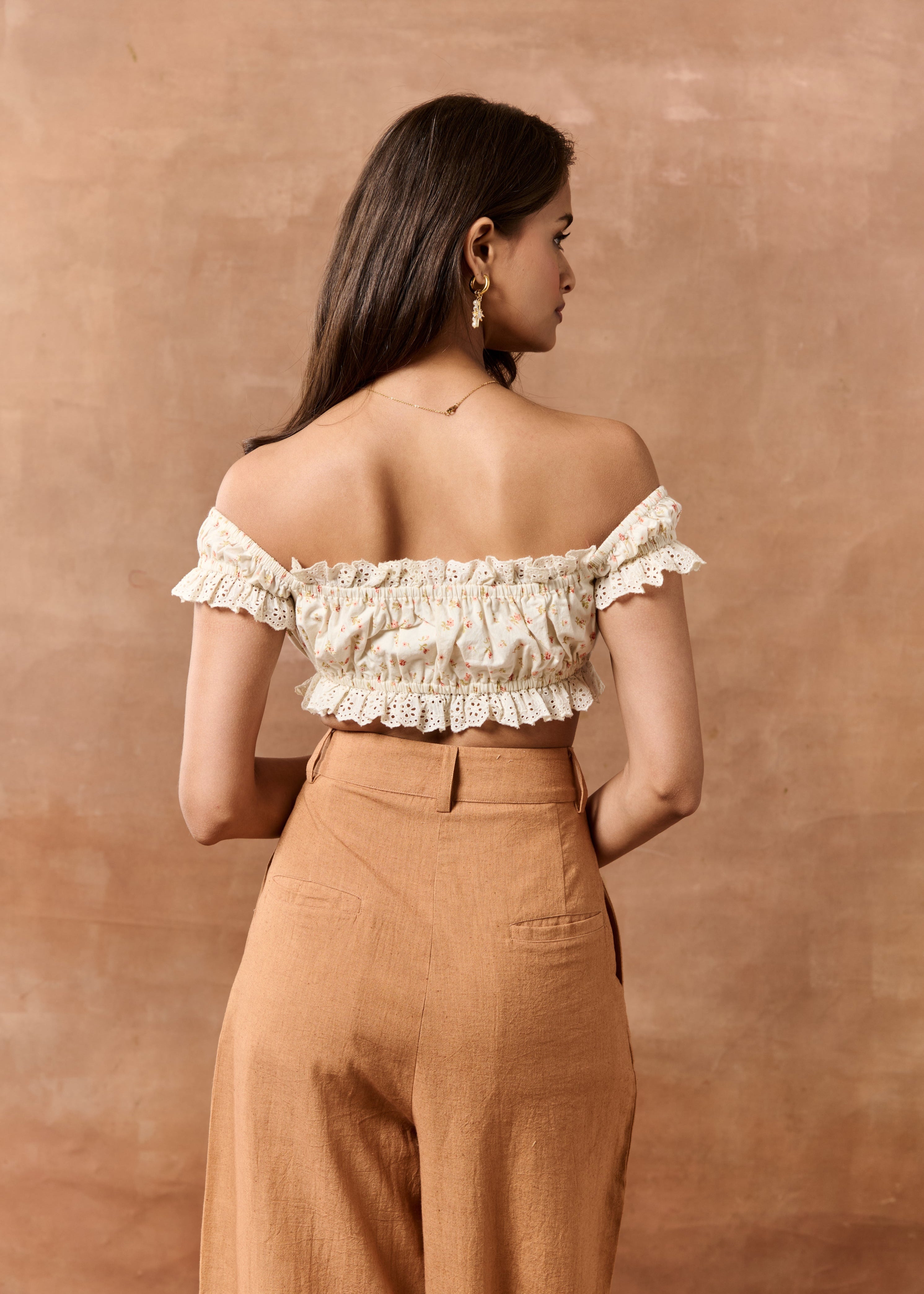 Billie Printed Off-Shoulder Crop Top