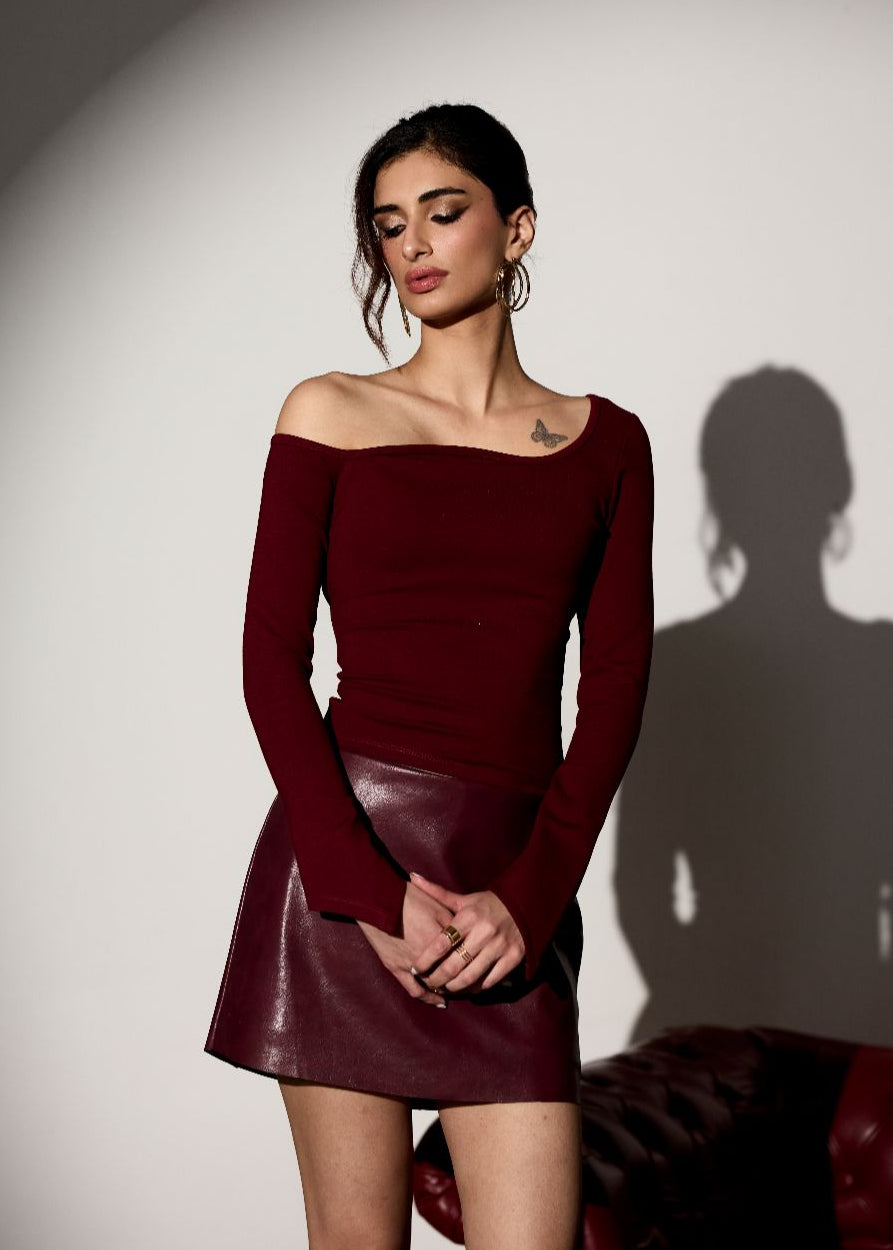 Serena Cherry Red Off Shoulder Top