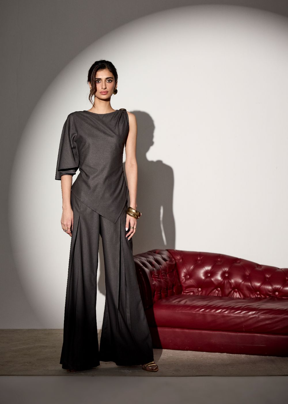 Vionne Grey Wide-Leg Pants