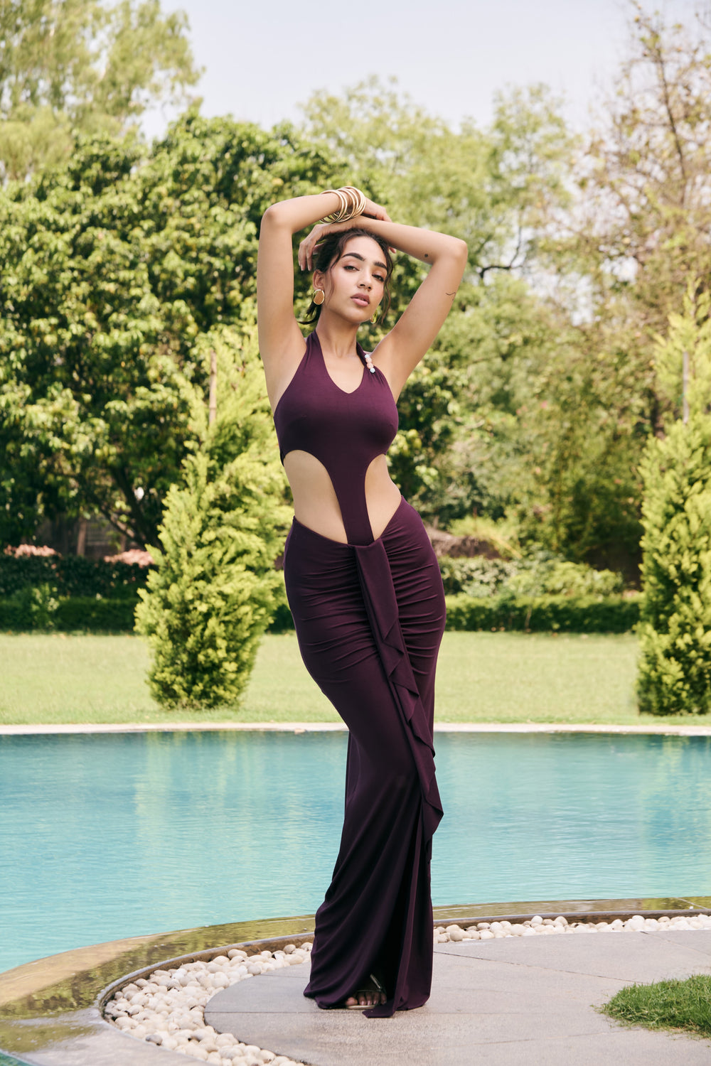 Elina Plum Modal Draped Skirt