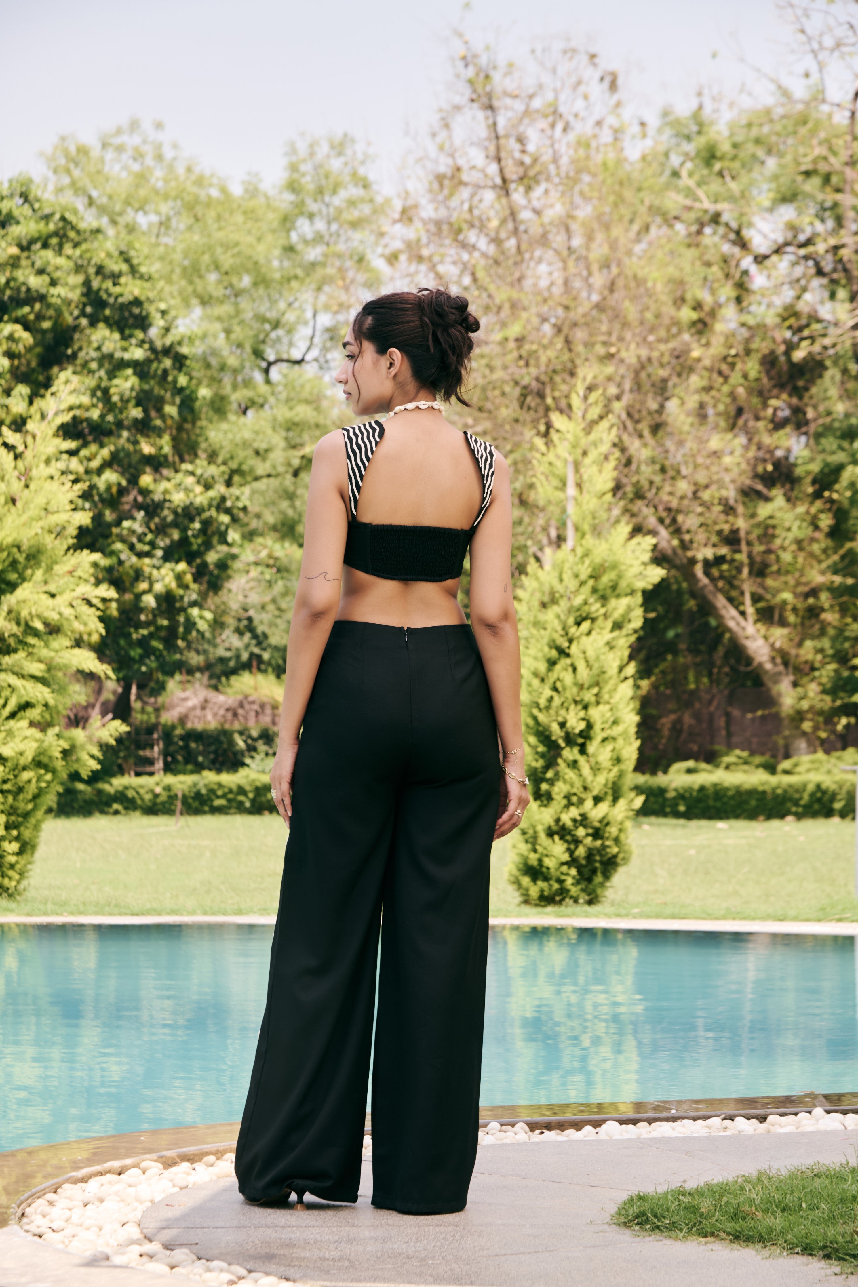 Zyra Black Embroidered Wide Leg Pants