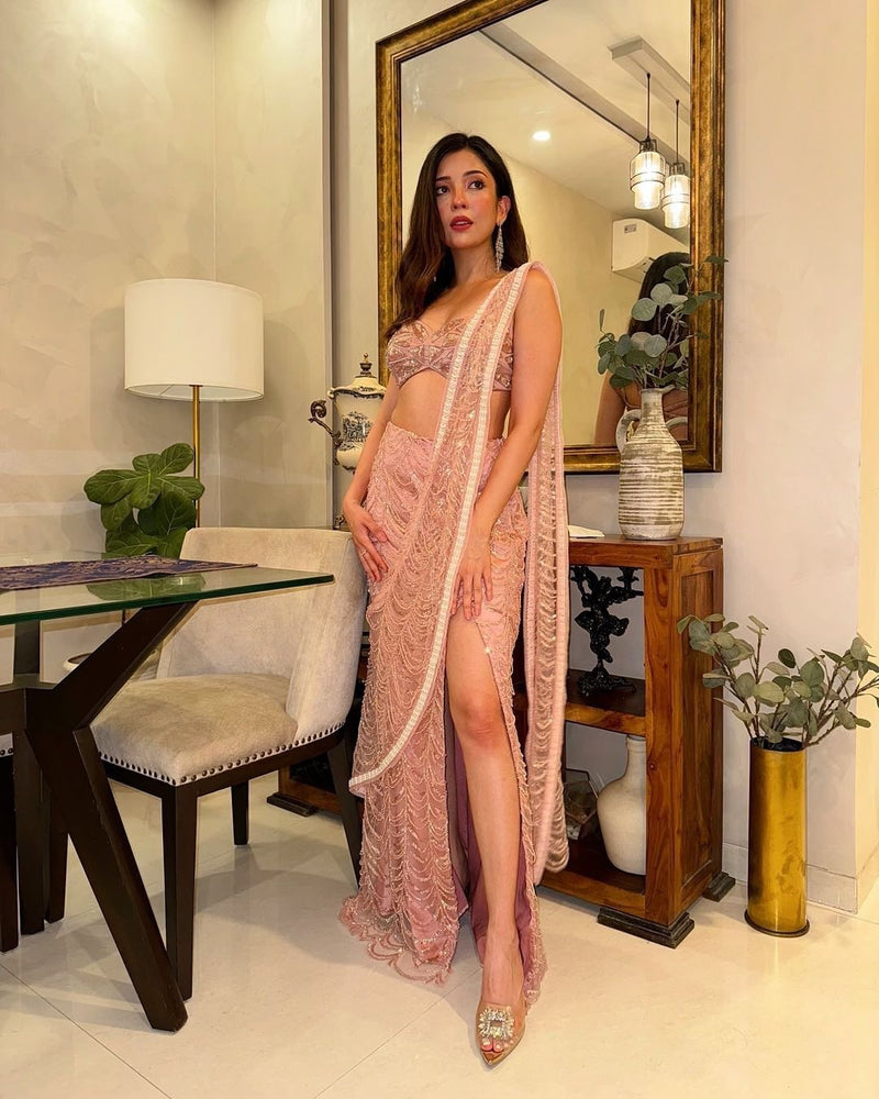 Niyati Blush Pink Embellished Saree
