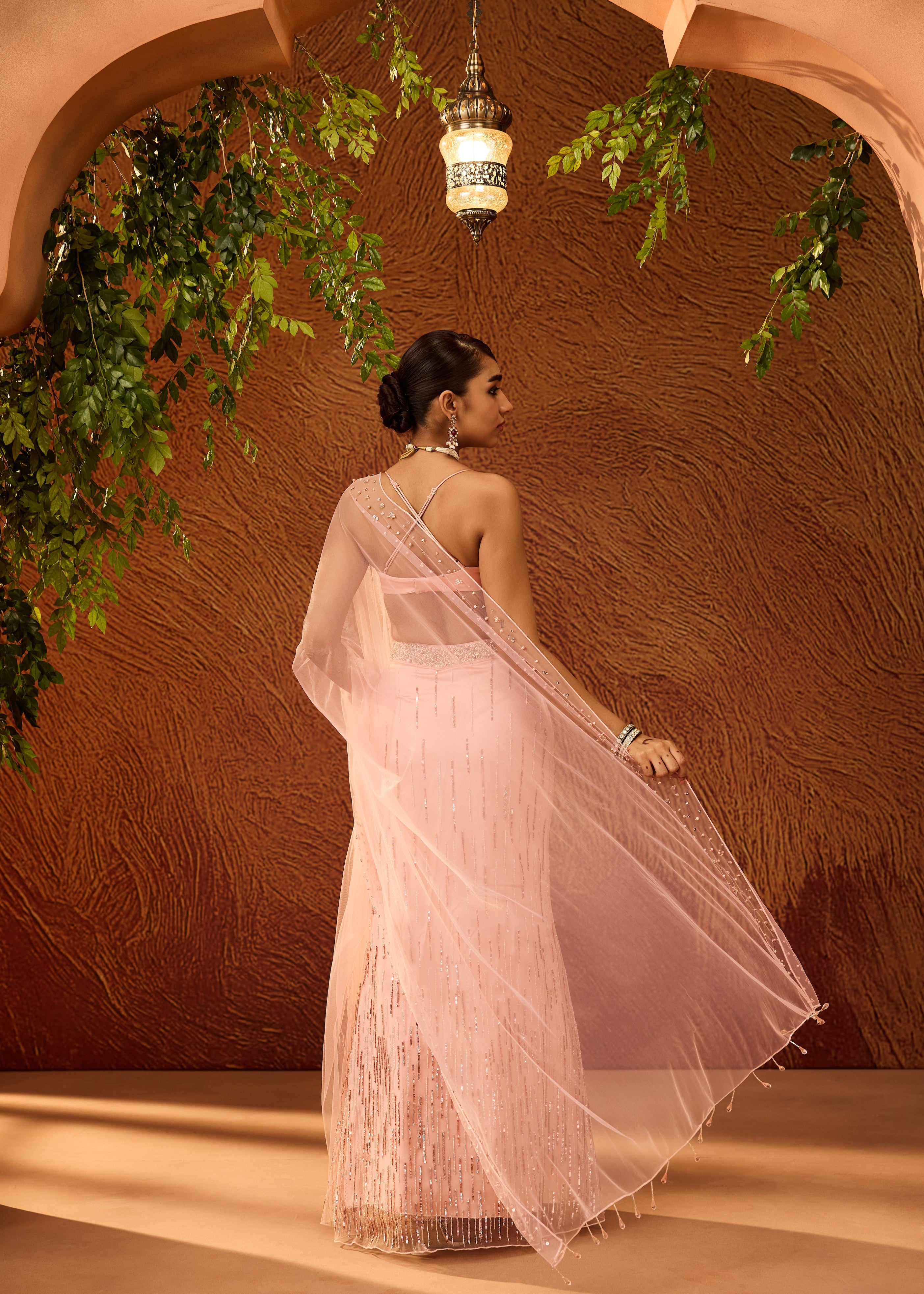 Pankhuri Baby Pink Embellished Mermaid Lehenga Set
