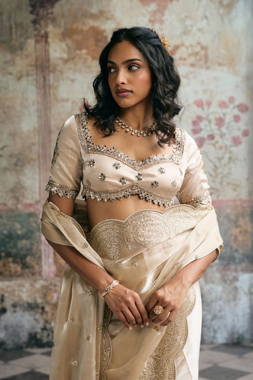 Aarzoo Champagne Gold Saree