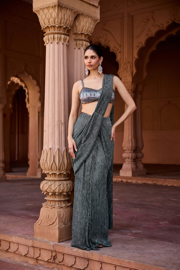 Maahi Livid Shimmer Pre-Stitched Saree