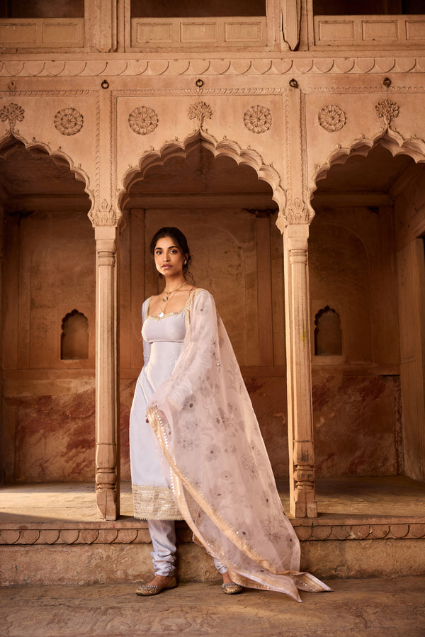 Aqsa Blue Straight Kurta Set