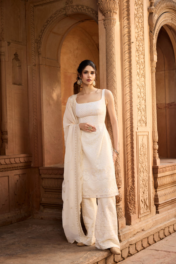 Shaiza White Chikankari Kurta Set
