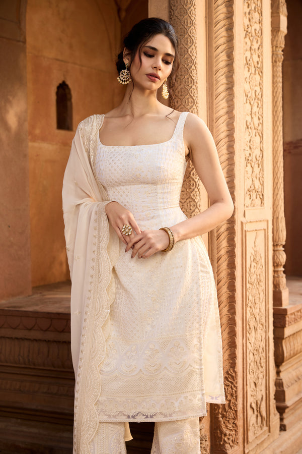 Shaiza White Chikankari Kurta Set