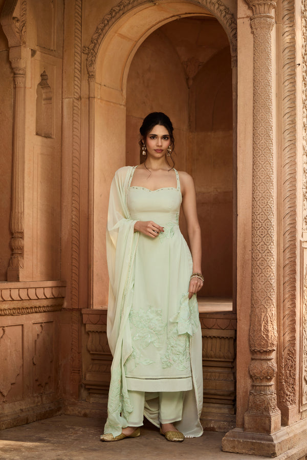 Rati Pastel Green Georgette Straight Kurta Set