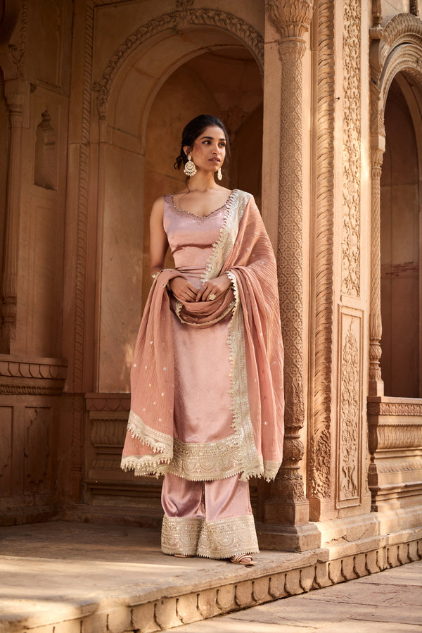 Ati Mauve Slit Anarkali Set