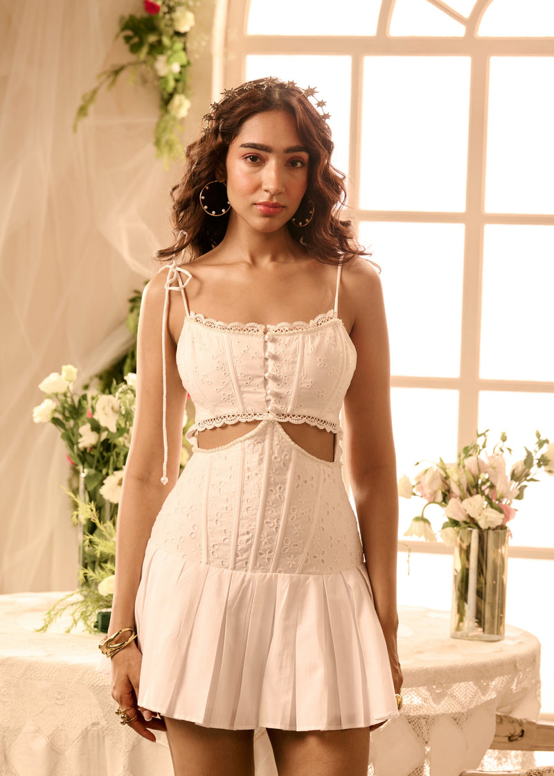 Saylor White Mini Corset Cutout Dress Lea Clothing Co. Saylor White Mini Corset Cutout Dress Lea Clothing Co.