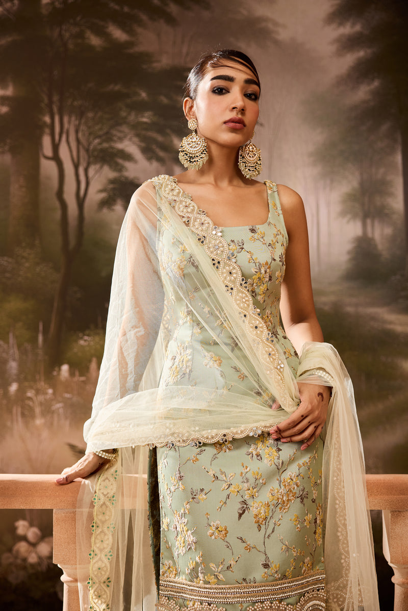 Simran Sage Green Jacquard Kurta Set
riwaaz collection