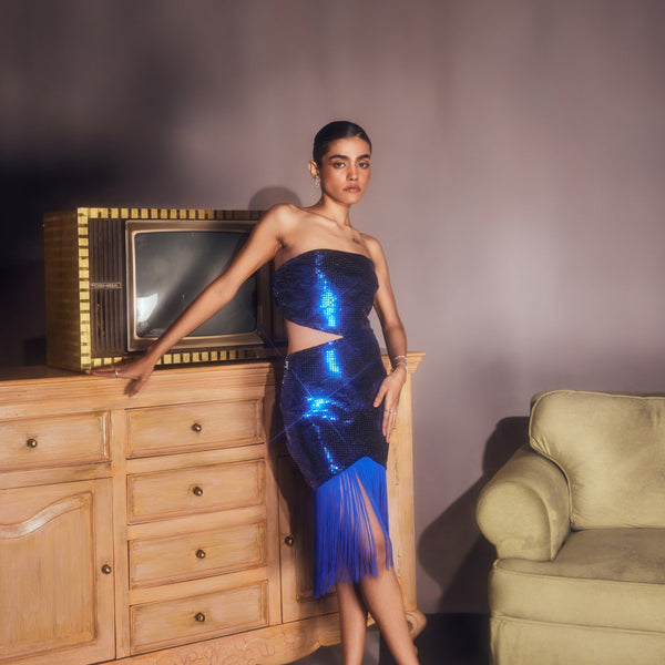 Siona Blue Shine Tassel Dress CL Lea Clothing Co. Siona Blue Shine Tassel Dress CL Lea Clothing Co.