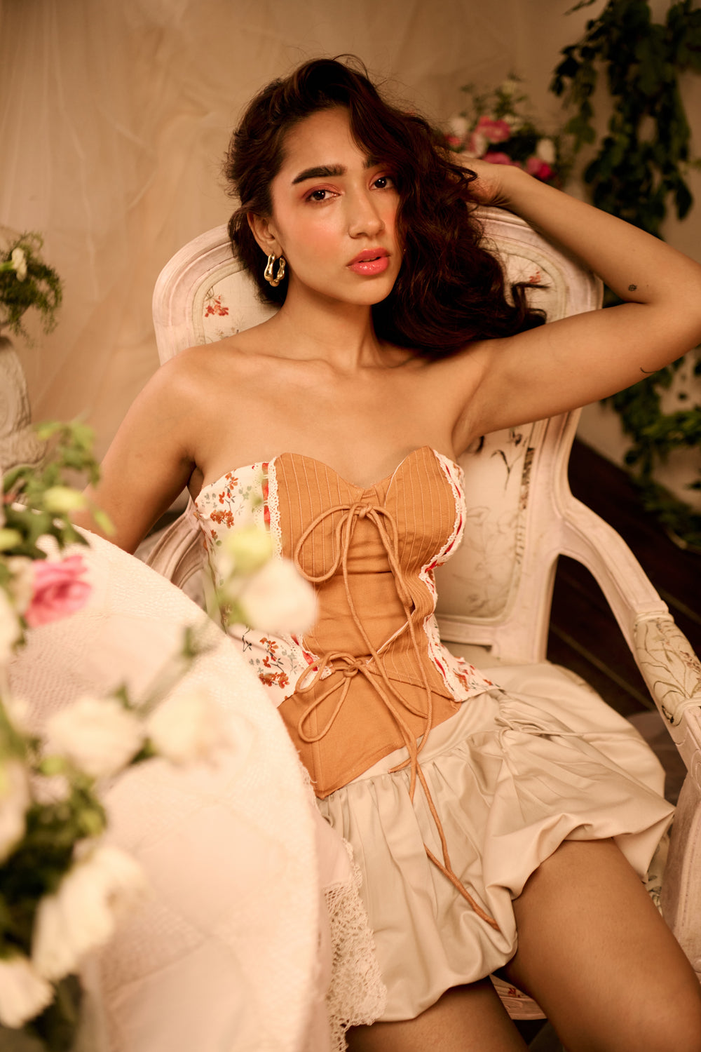 Thalia Rust Tube Sweetheart Corset Top

