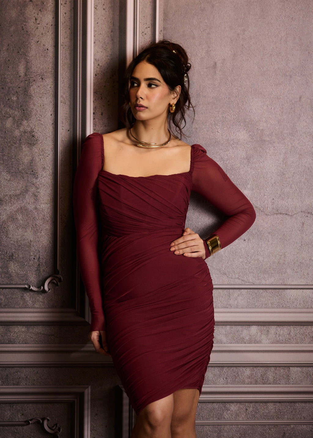 venus burgundy dress VENUS Wrap Front Dress | Burgundy main image 0