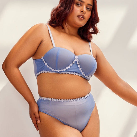 Ximena Baby Blue Flower Embellished High-Rise Brief
