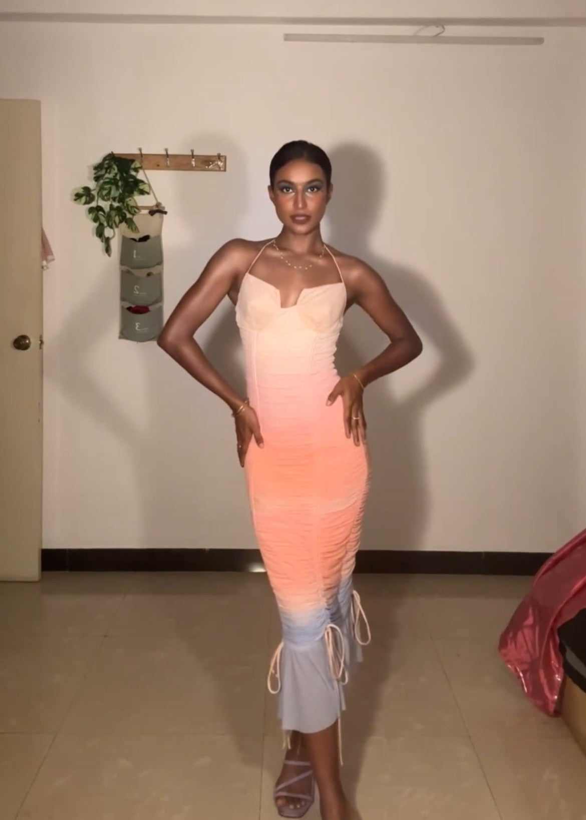 Yara Ruched Ombre Print Dress
