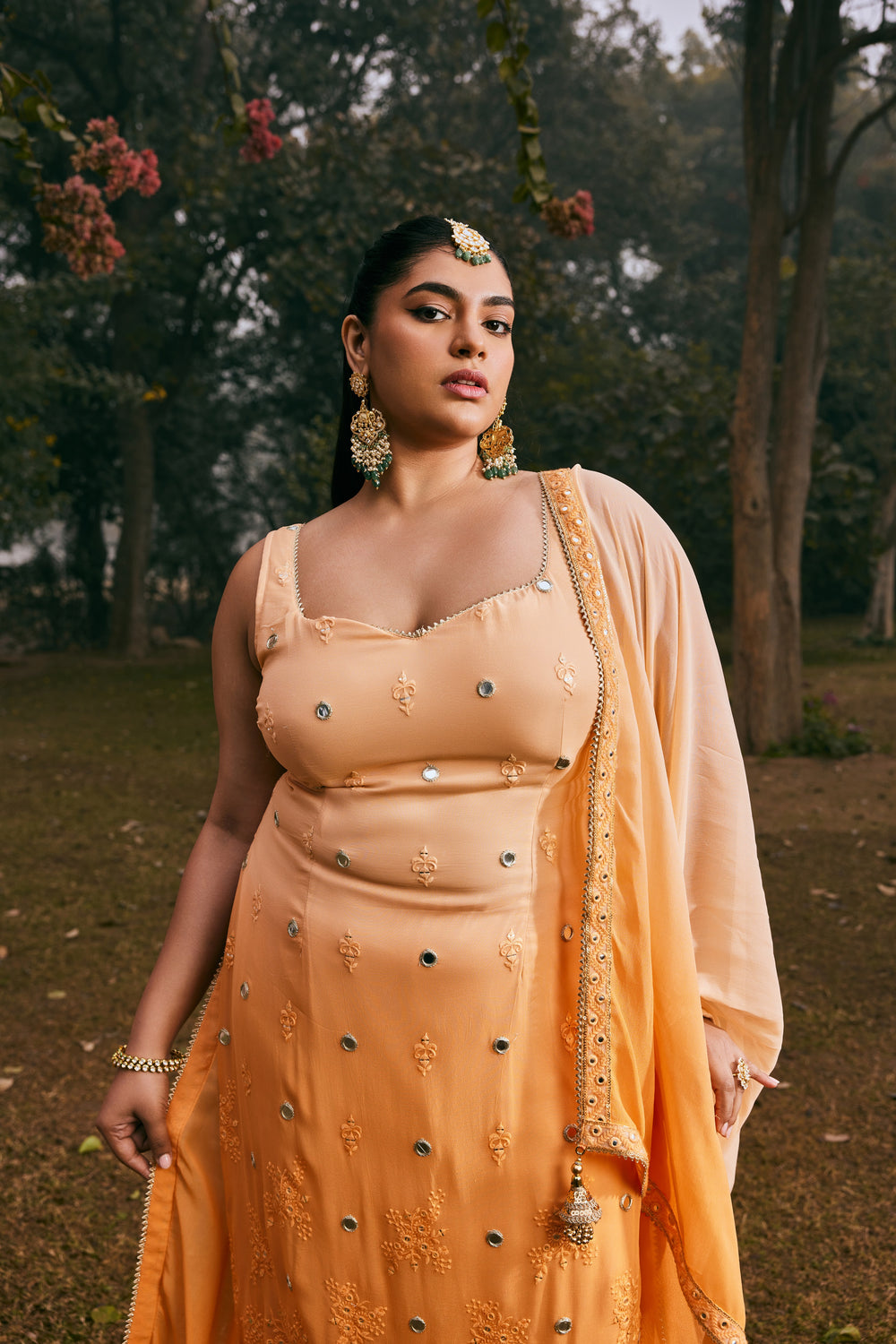 Zainab Ombre Orange Kurta Set with a striking ombre effect in vibrant shades of orange.