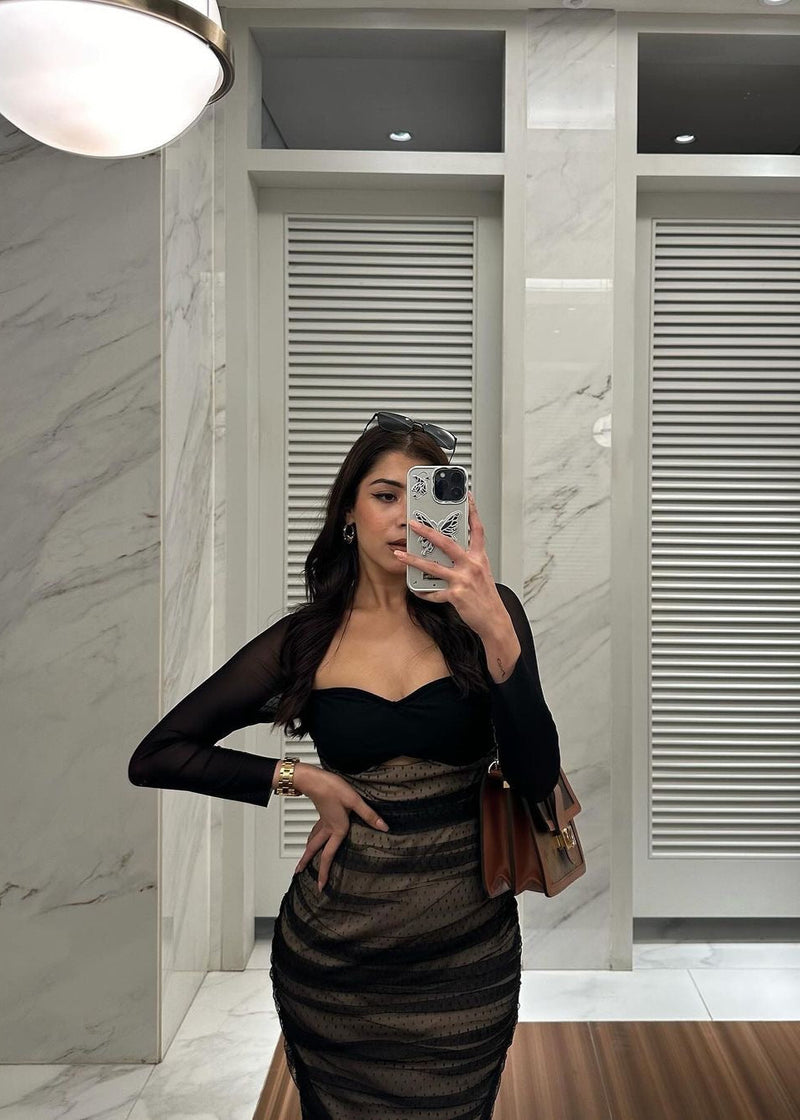 Zorina Sheer Ruched Mesh Bodycon Dress CL Lea Clothing Co. Zorina Sheer Ruched Mesh Bodycon Dress CL Lea Clothing Co.