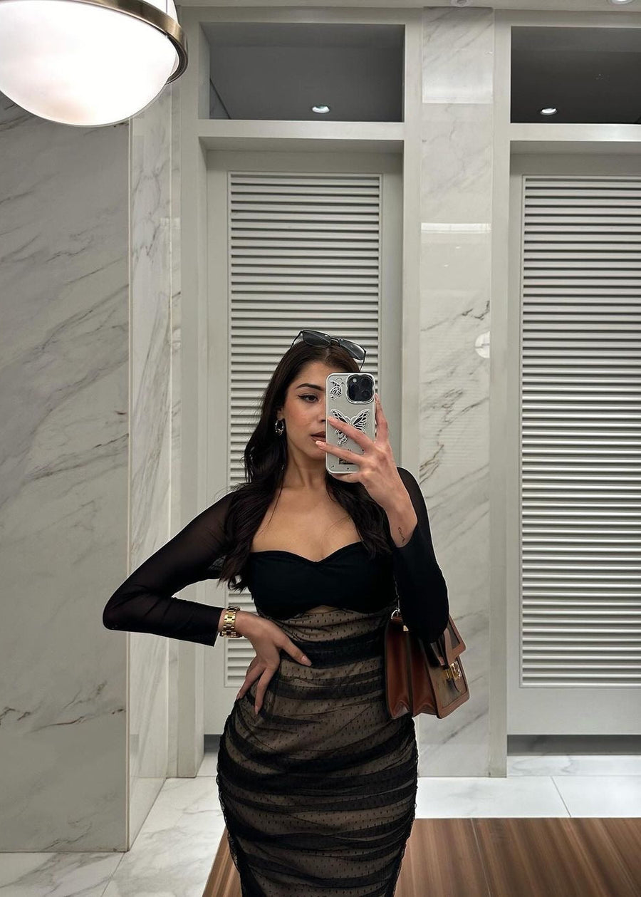 Zorina Sheer Ruched Mesh Bodycon Dress CL – Lea Clothing Co