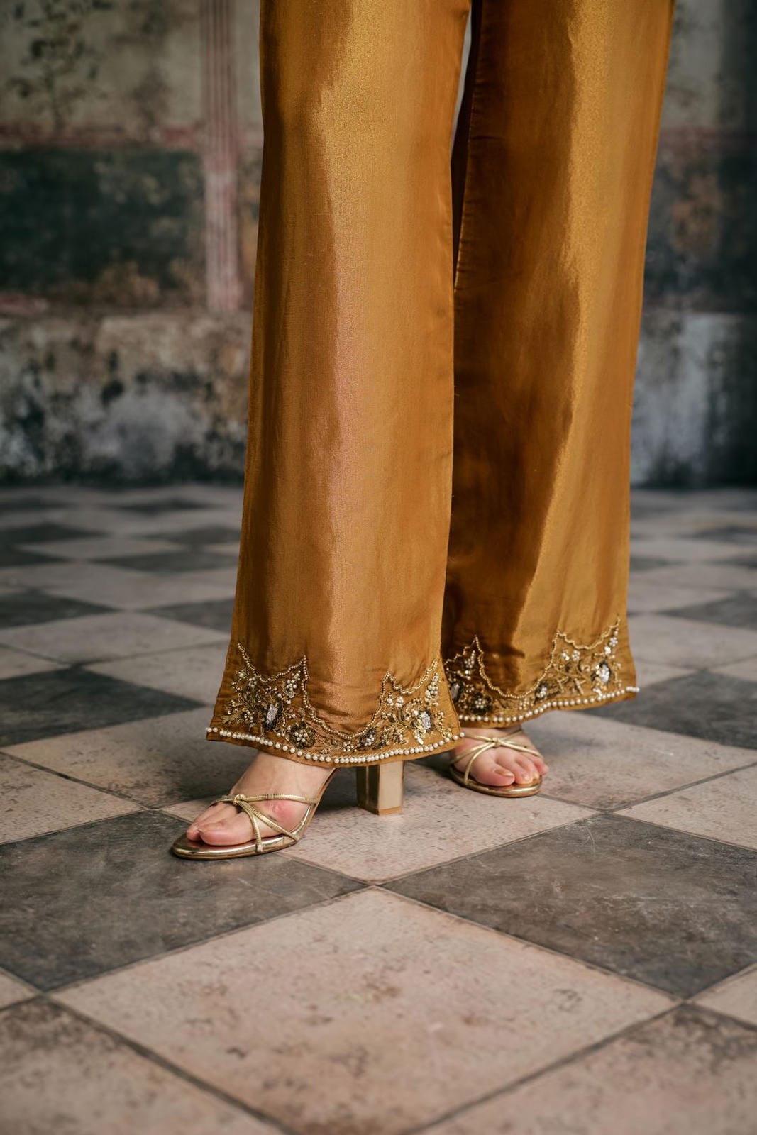 Saima mustard-Gold Embroidered Kurta Set