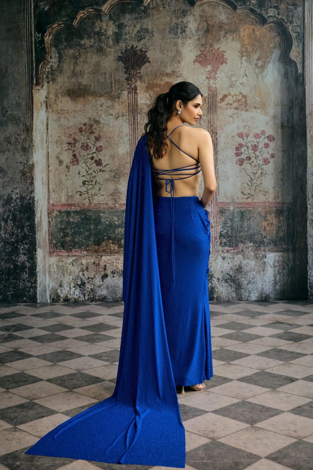 Neel Electric Blue Rhinestone Blouse