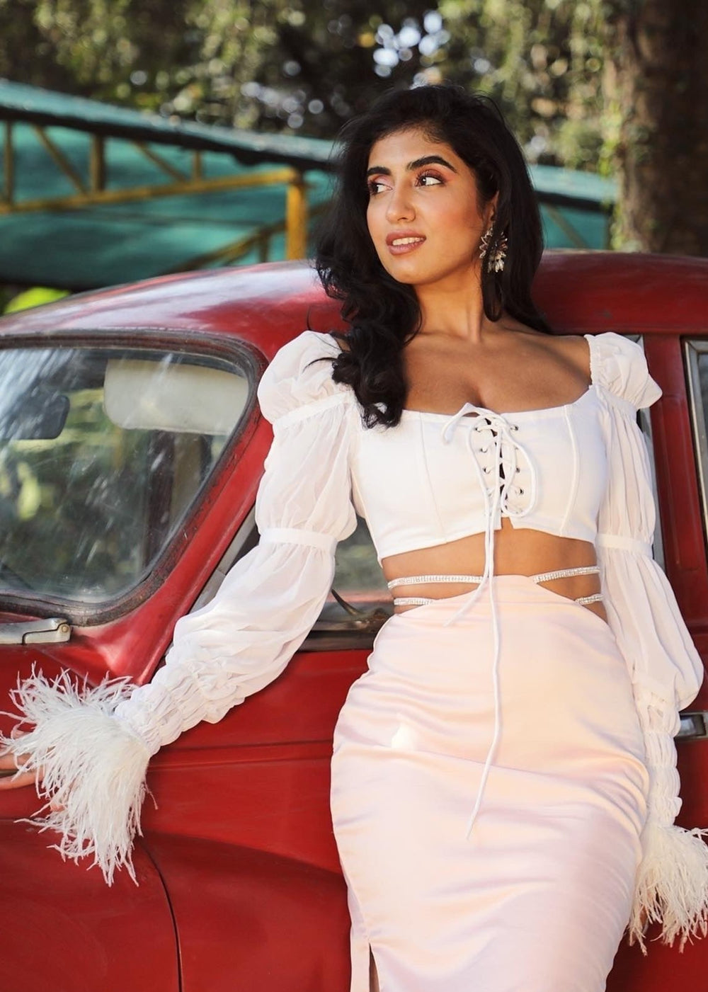 Adriana White Puff Sleeve Lace-Up Corset Top – Lea Clothing Co.