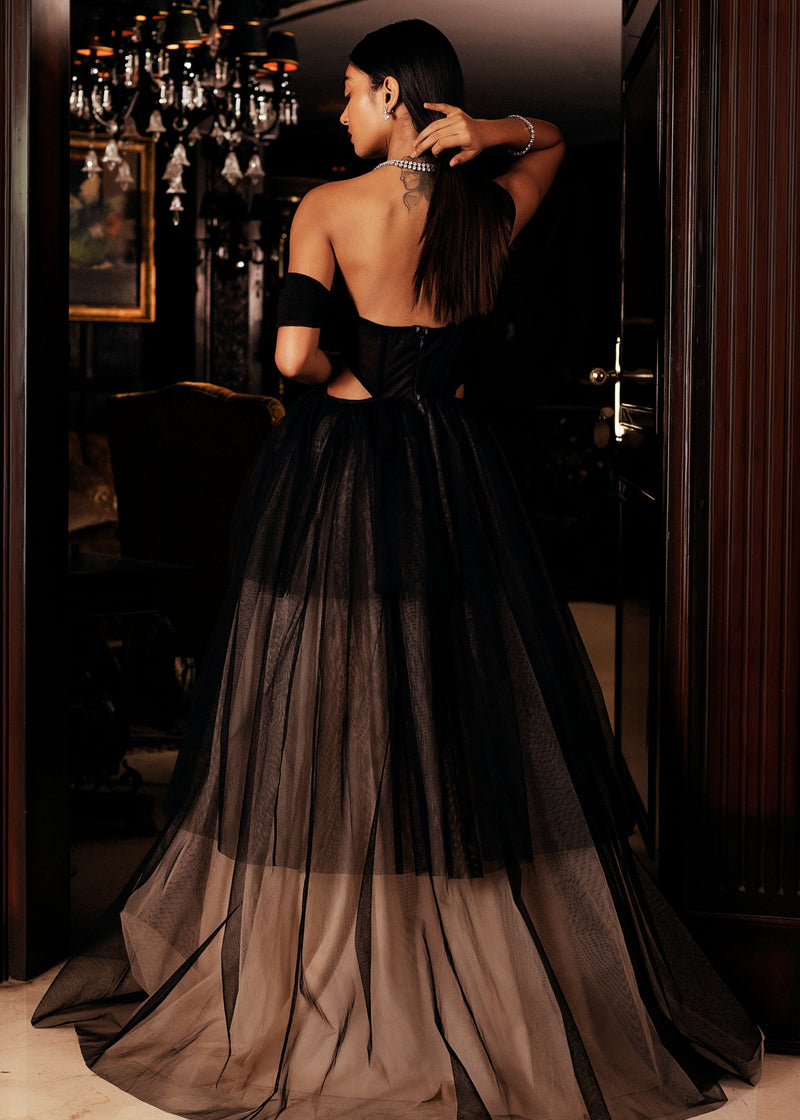 Buy Anastasia Black and Skin-Tone Tulle Corset Gown Lea Clothing Co. Buy Anastasia Black and Skin-Tone Tulle Corset Gown Lea Clothing Co.