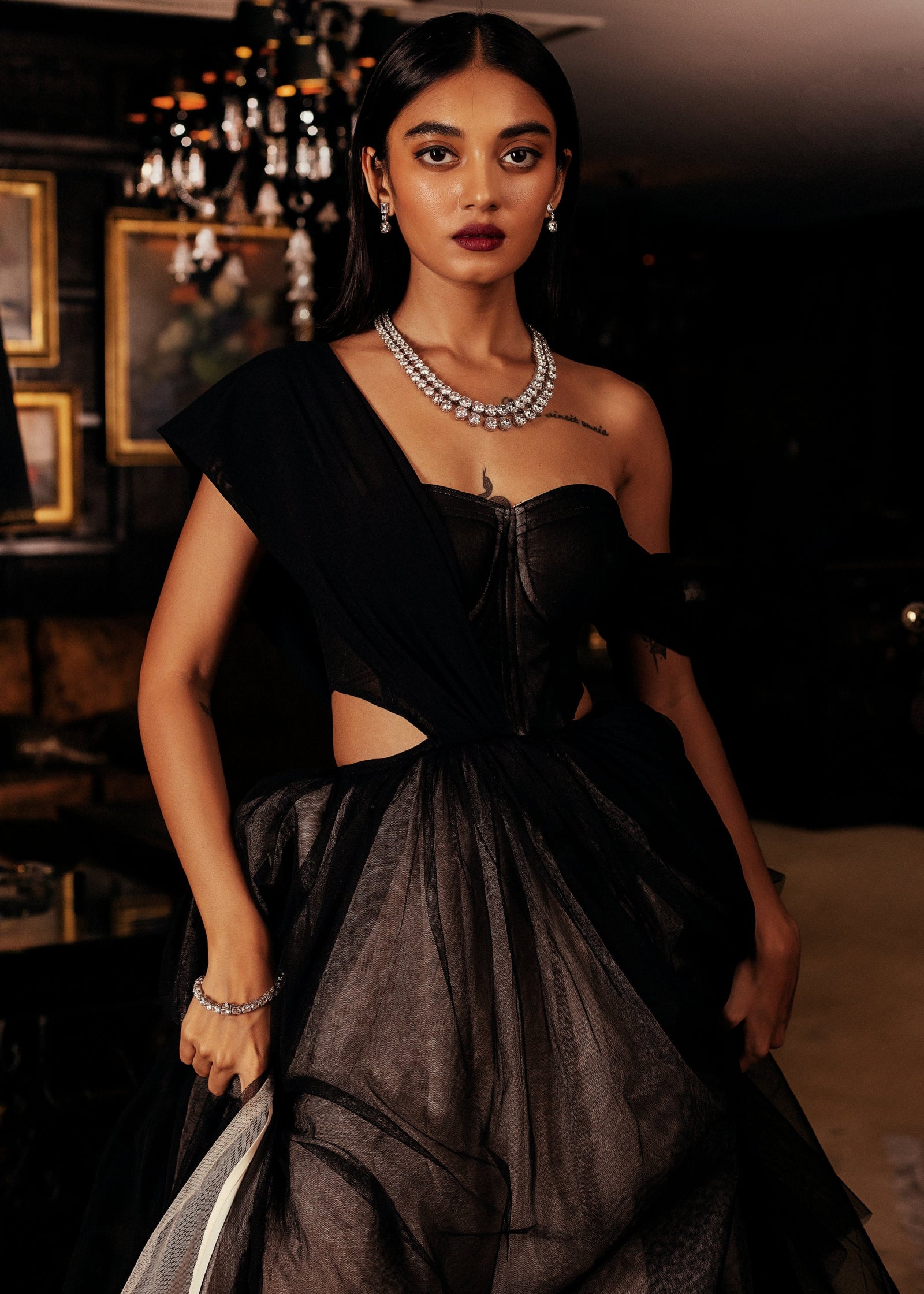 Buy Anastasia Black and Skin-Tone Tulle Corset Gown  Lea Clothing Co.