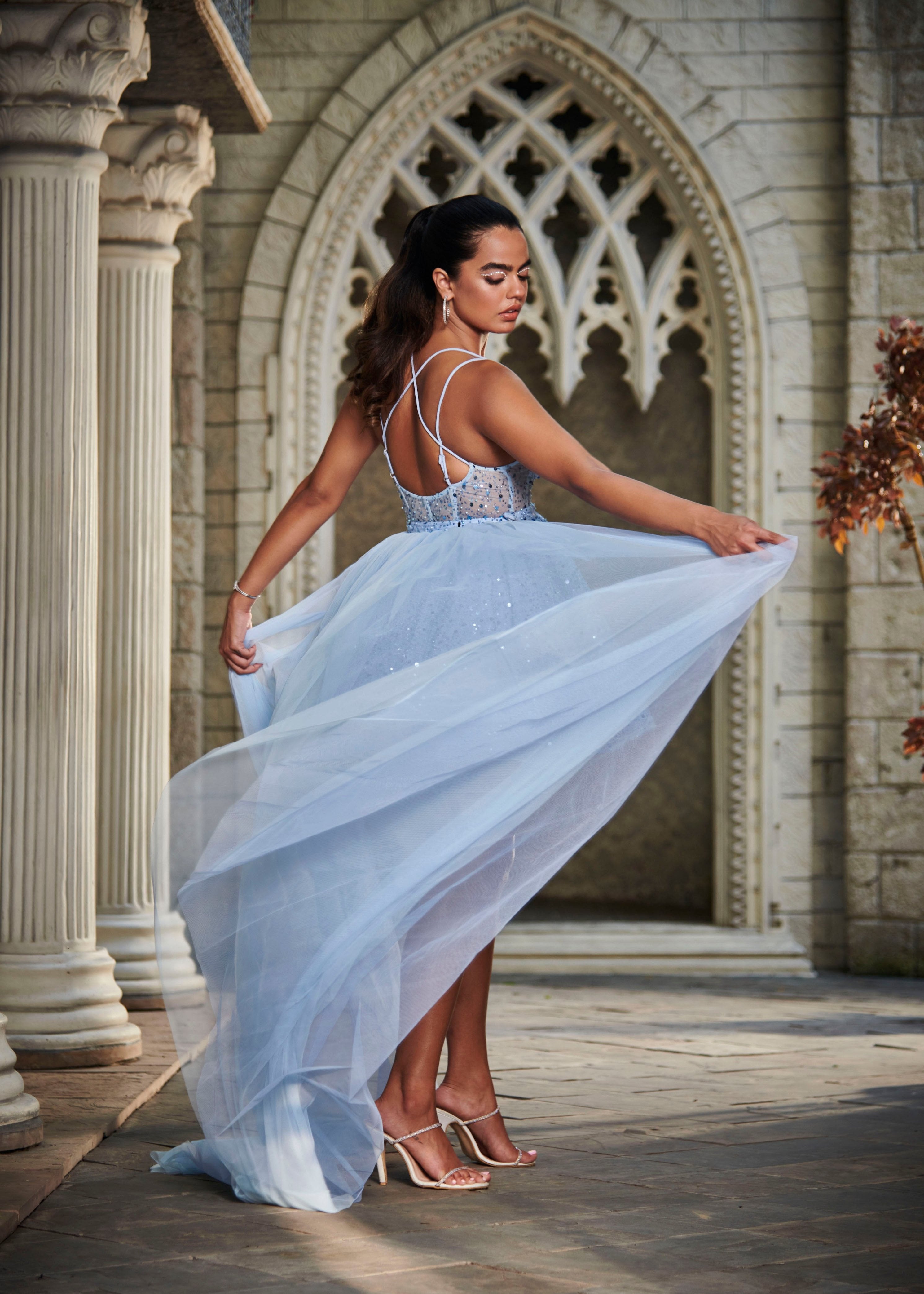 Aurora Baby Blue Embroidered Multi-Way Gown
