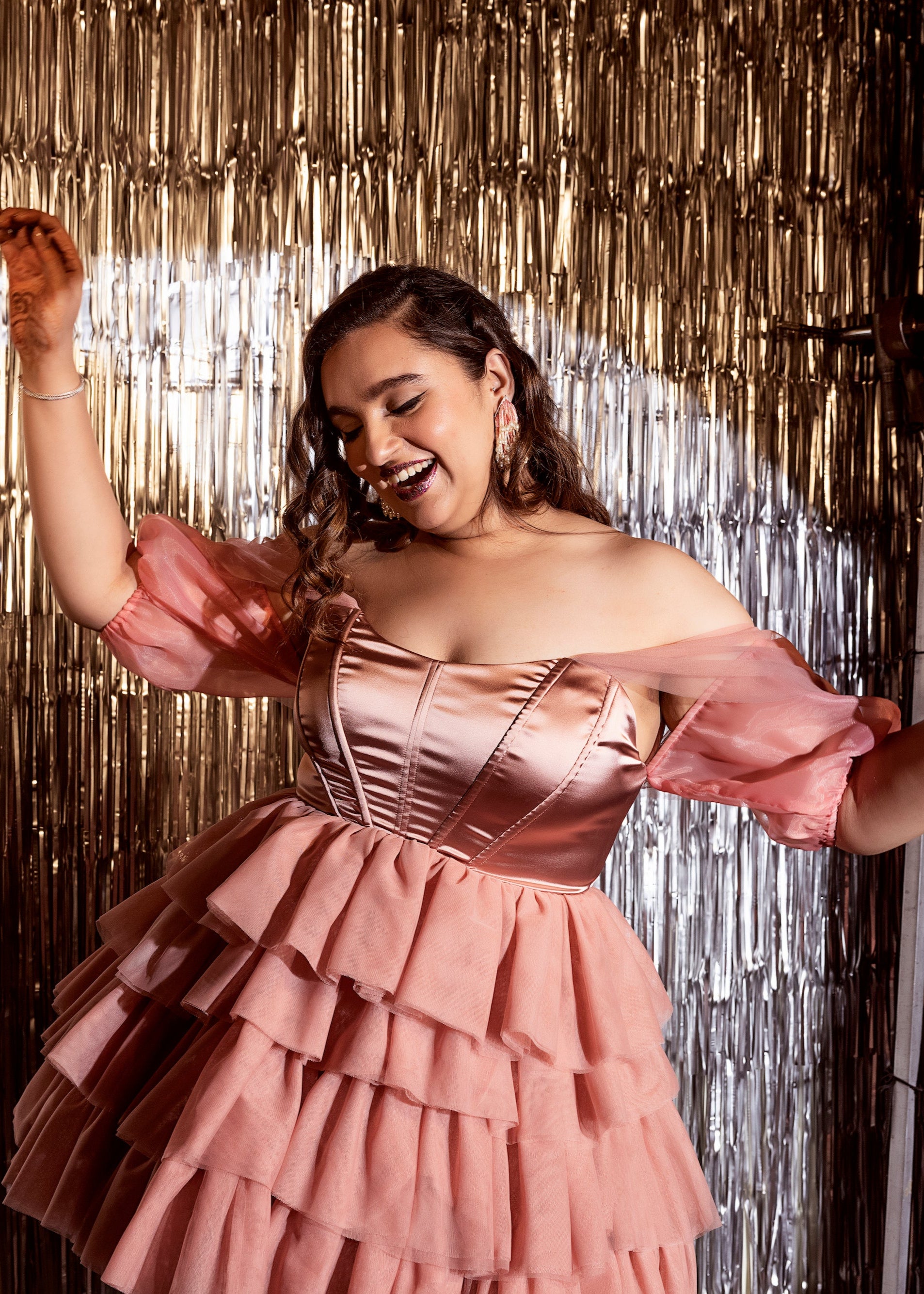 Belle Blush Ruffle Tulle Puff Corset Dress
