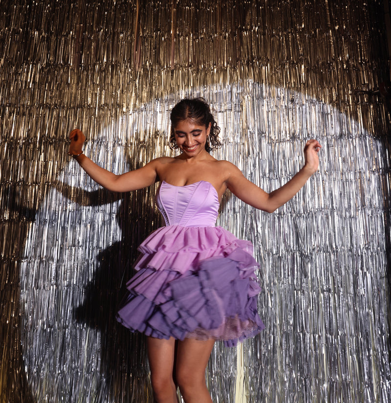 Belle Lavender Ombre Ruffle Tulle Corset Dress
