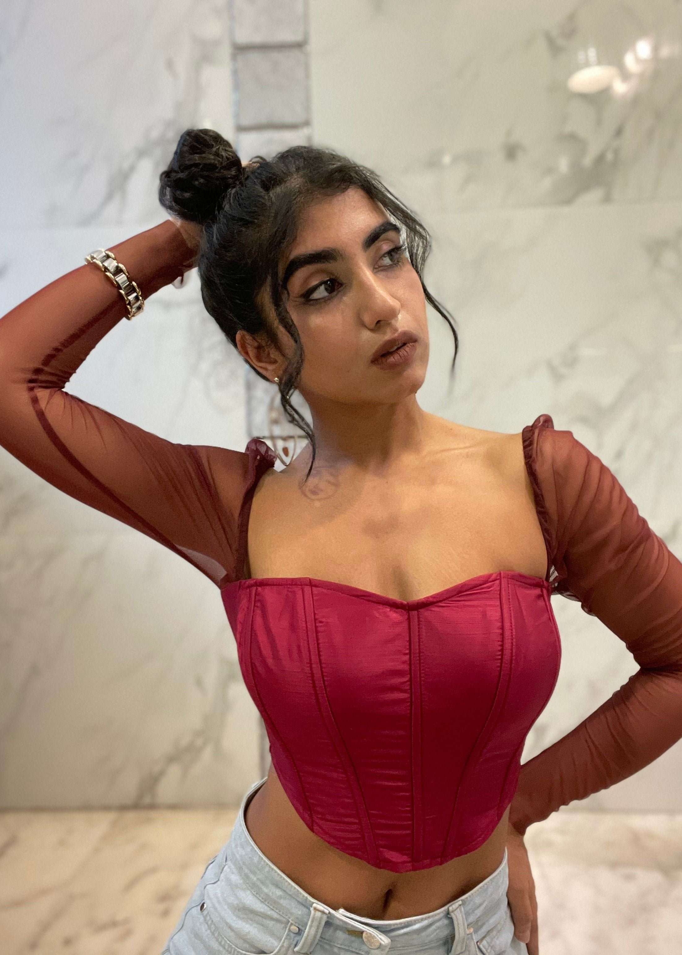 Carla Burgundy Silk Corset Top – Lea Clothing Co.