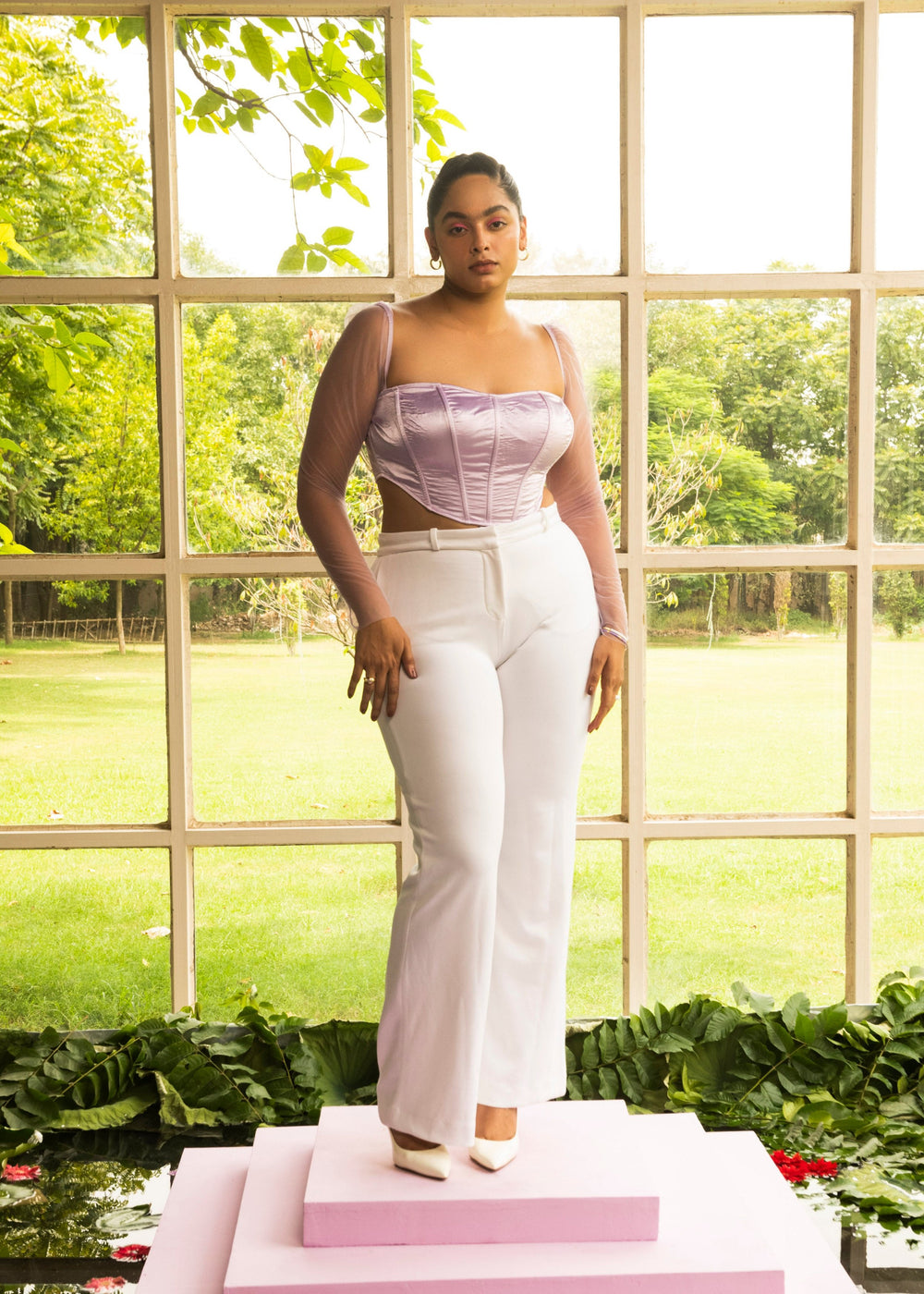 Carla Lavender Silk Corset Top

